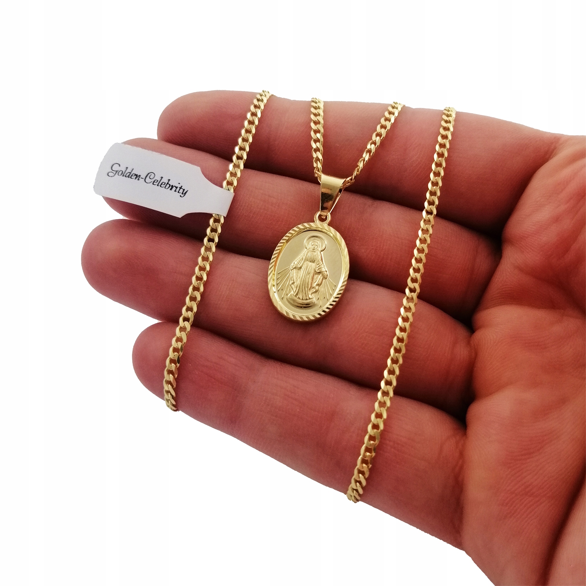 ŁAŃCUSZEK ZŁOTY MEDALIK KOMUNIA CHRZEST GRAWER 925 Stan opakowania oryginalne