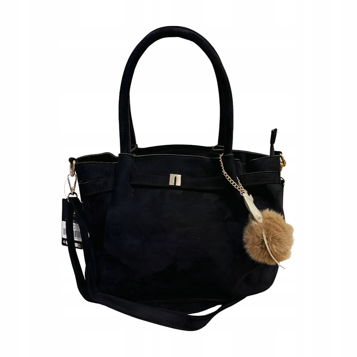 Gallantry shopper kabelka s přívěskem, černá, ekosemiš