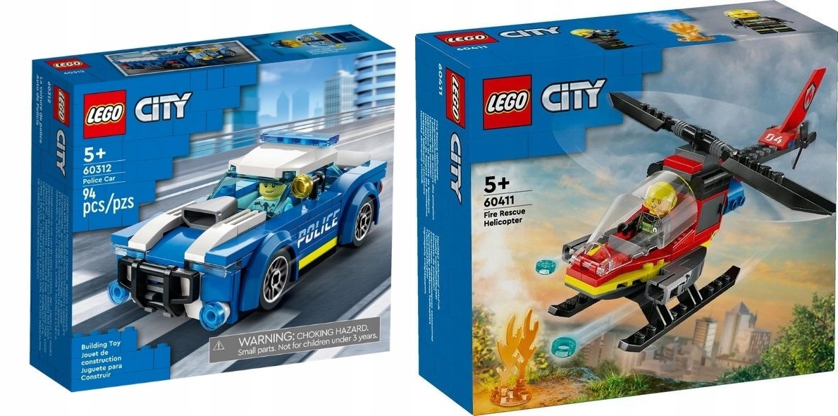 Lego City Policejní Auto 60312 Hasičský Záchranný Vrtulník 60411
