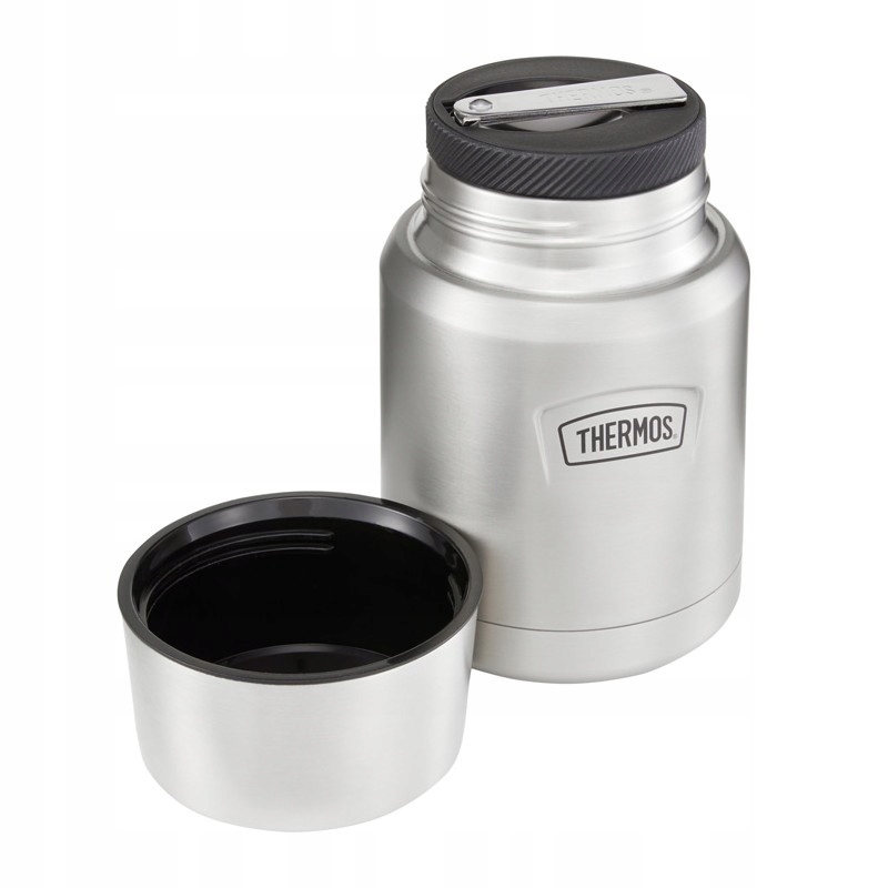 Termos na jedzenie z składaną łyżką i kubkiem, Thermos Icon – nierdzewny