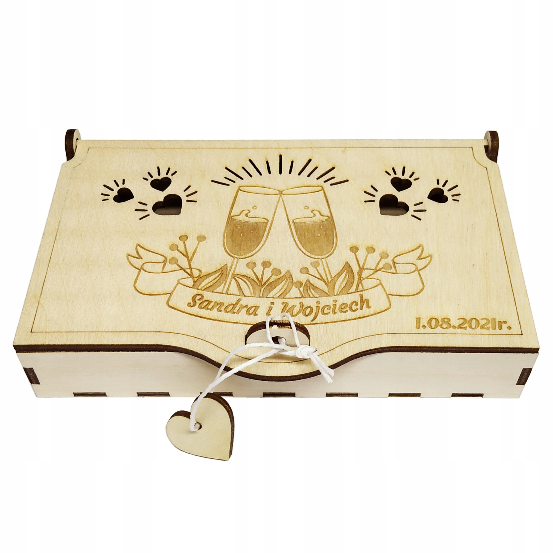 

Pamiątka Ślub ślubna pudełko na pieniądze grawer