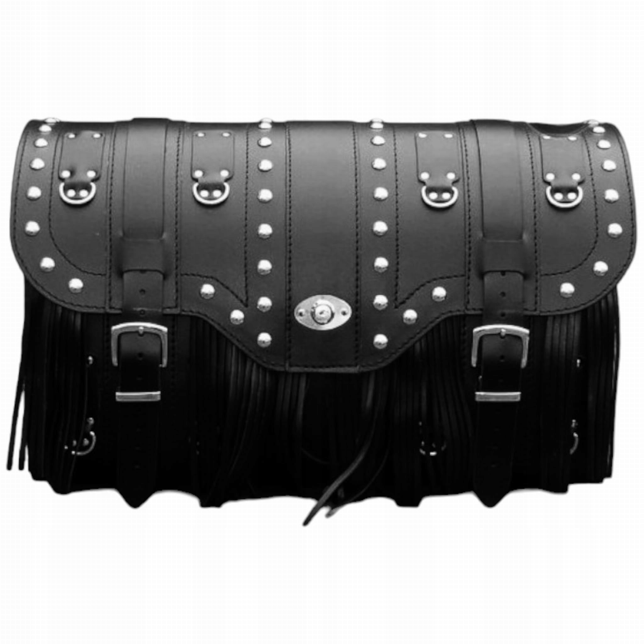 Kufřík na motorku Kožený Černý 55 Litrů 2 přilby Zámek