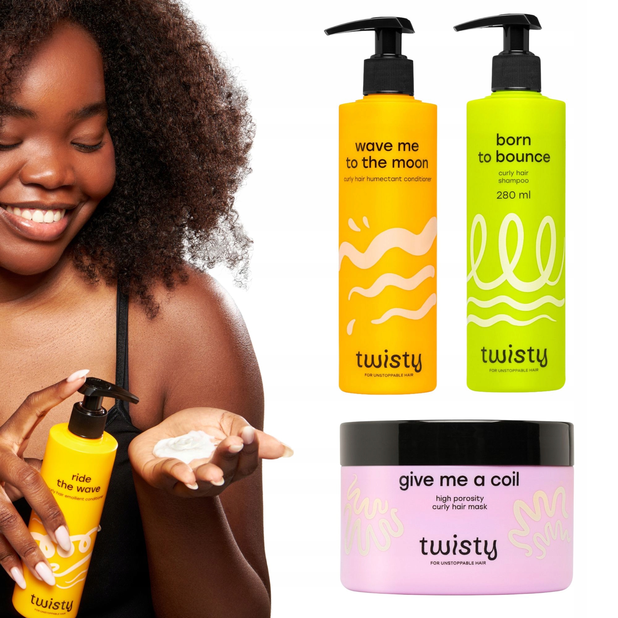 Sada Twisty Šampon posilující Maska humektantový kondicionér Twisty