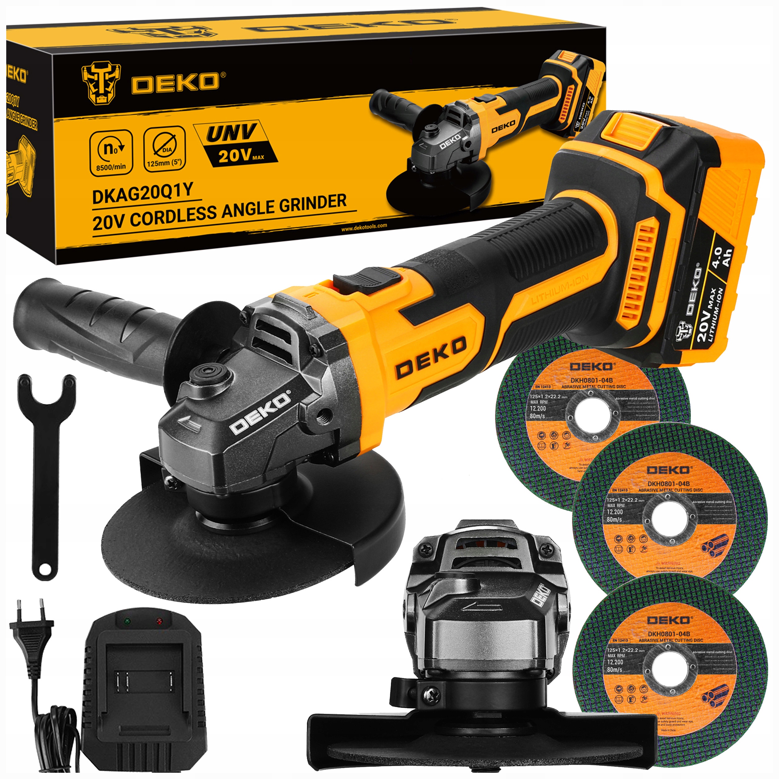 Szlifierka Kątowa Akumulatorowa Kątówka Akumulator 4.0Ah Diax Zestaw Deko