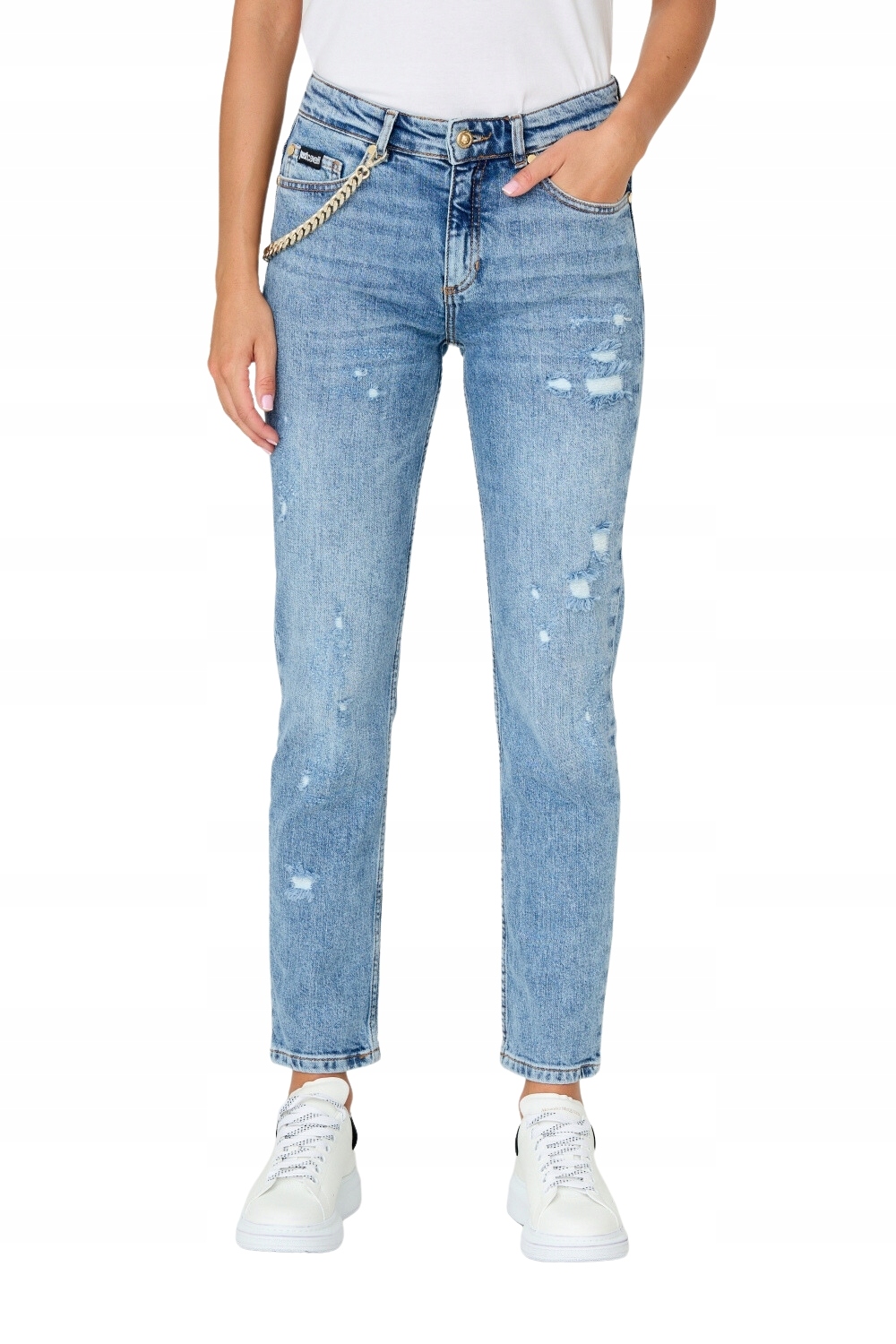 Just Cavalli Modré džíny Slim Chain 26