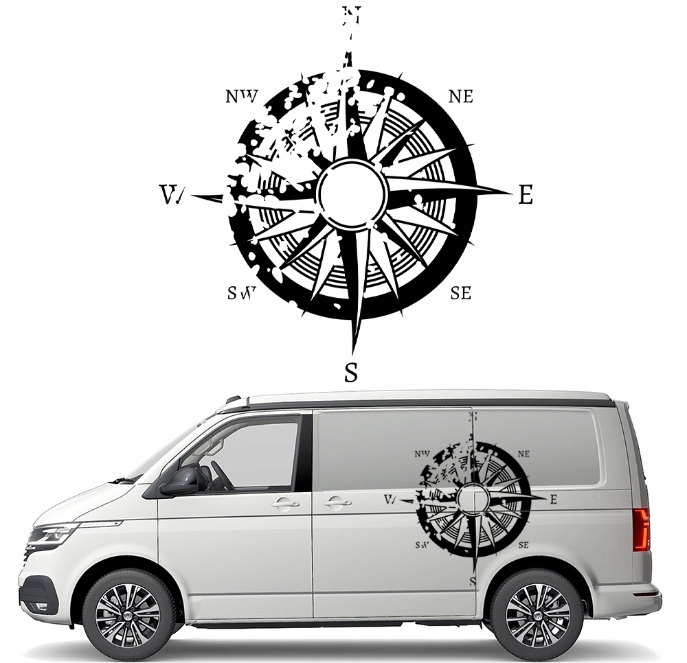 Nalepka Grafika na karavan a karavan Kompas Růže Větrů 90x91