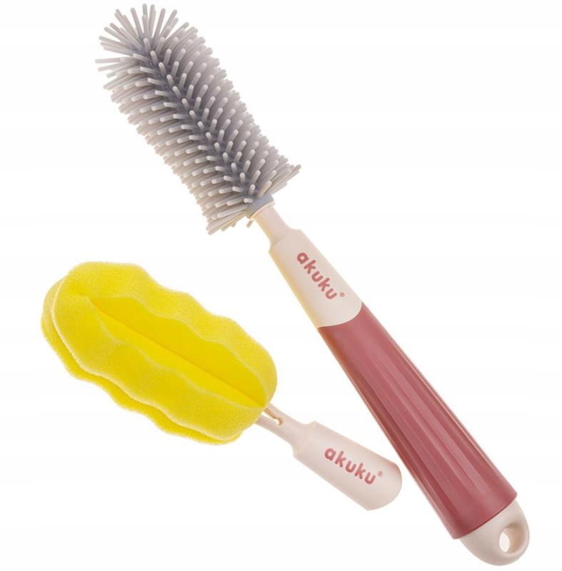 AKUKU SZCZOTKA DO BUTELEK I SMOCZKÓW ZESTAW GĄBKA