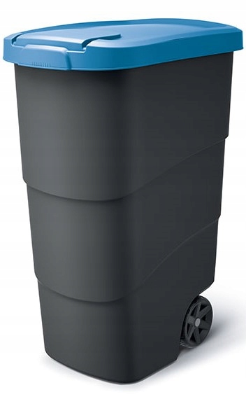 Kosz na śmieci kółka 90l niebieski pojemnik na odpady do segregacji ogrodu