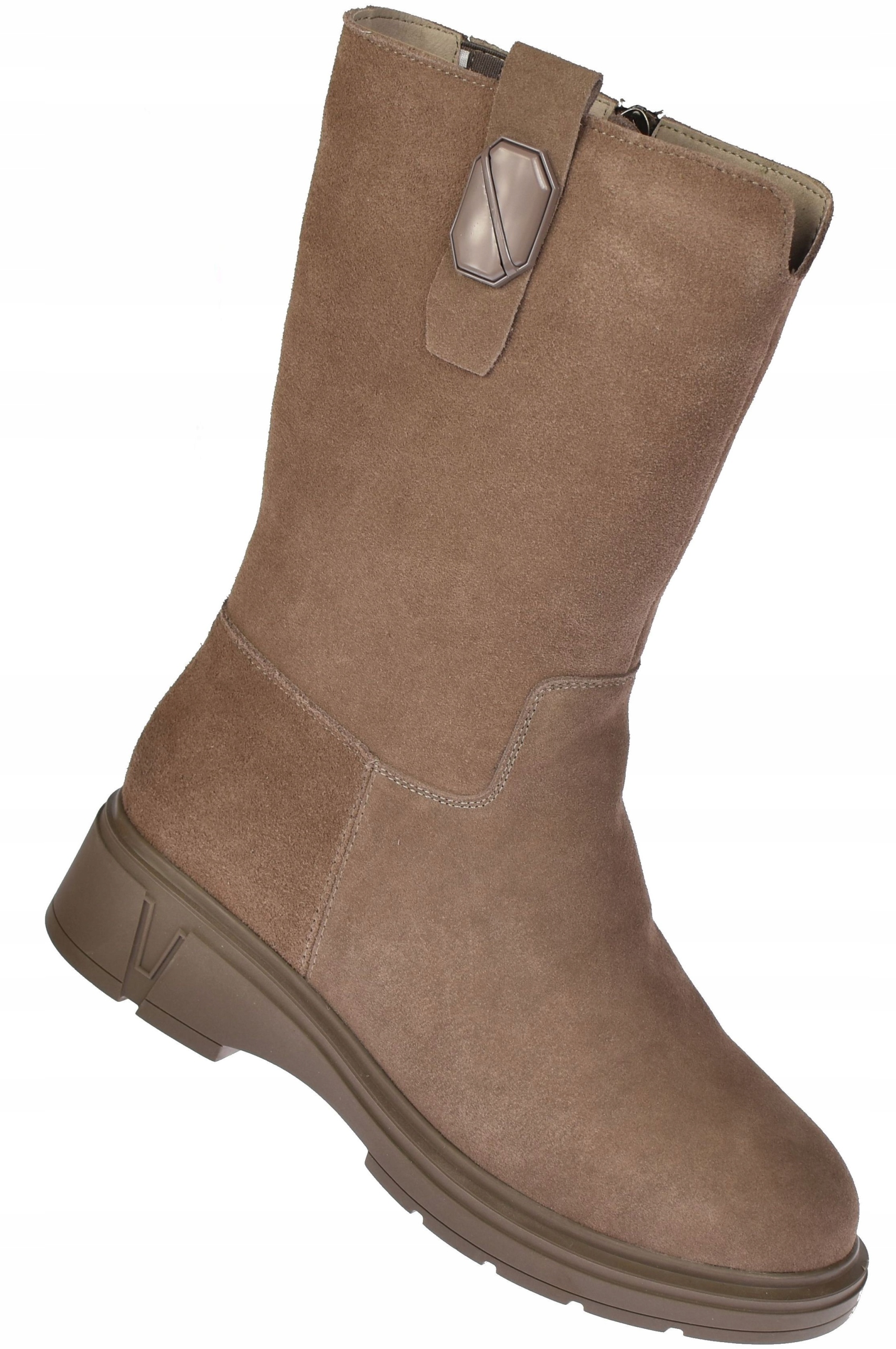 Dámské kožené vysoké zateplené kozačky JK/B-3-219 Kh, semišové, vel 36