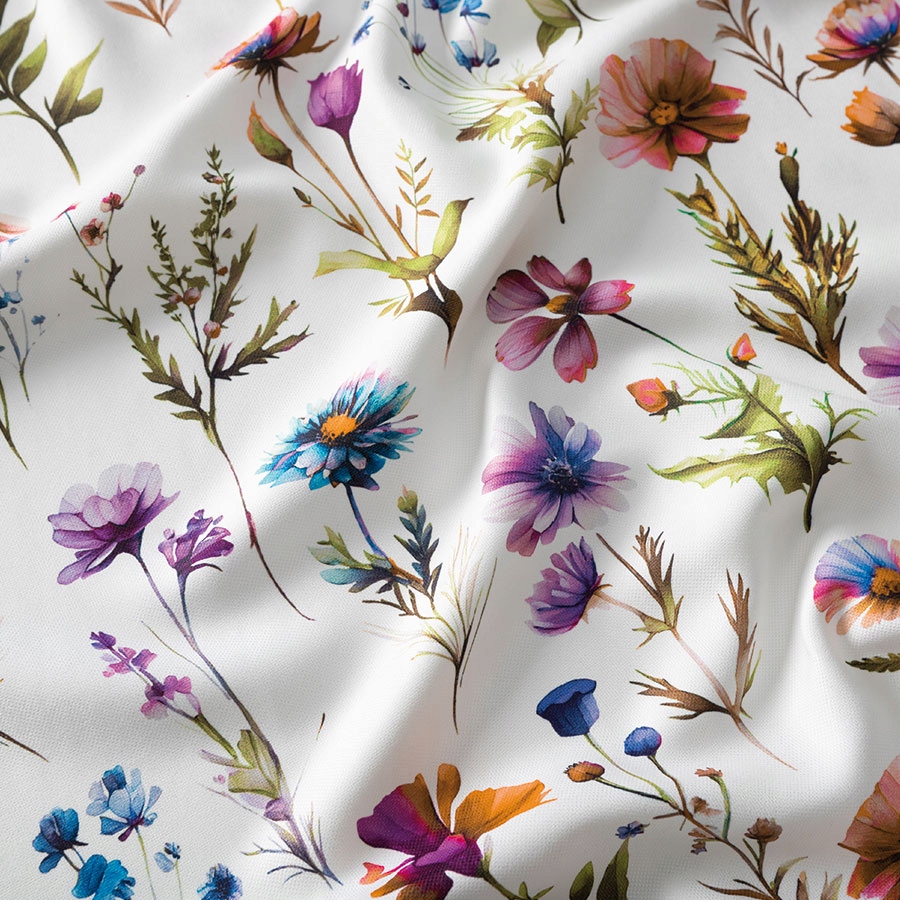 TKANINA MATERIAŁ NA ZASŁONY OBRUSY KWIATY POLNE 150 CM