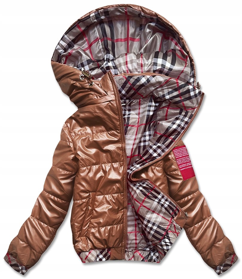 Lesklá Dámská Bunda B8030 Karamel S (36)