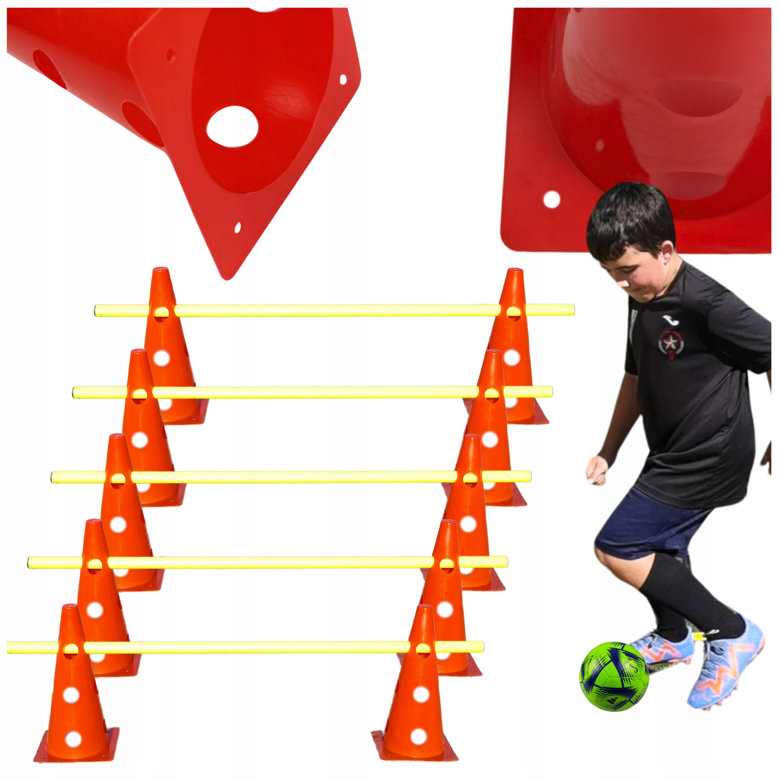 Zestaw Koordynacyjny Treningowy 32cm 1m 10 pachołków 5 tyczek Piłkarzaw