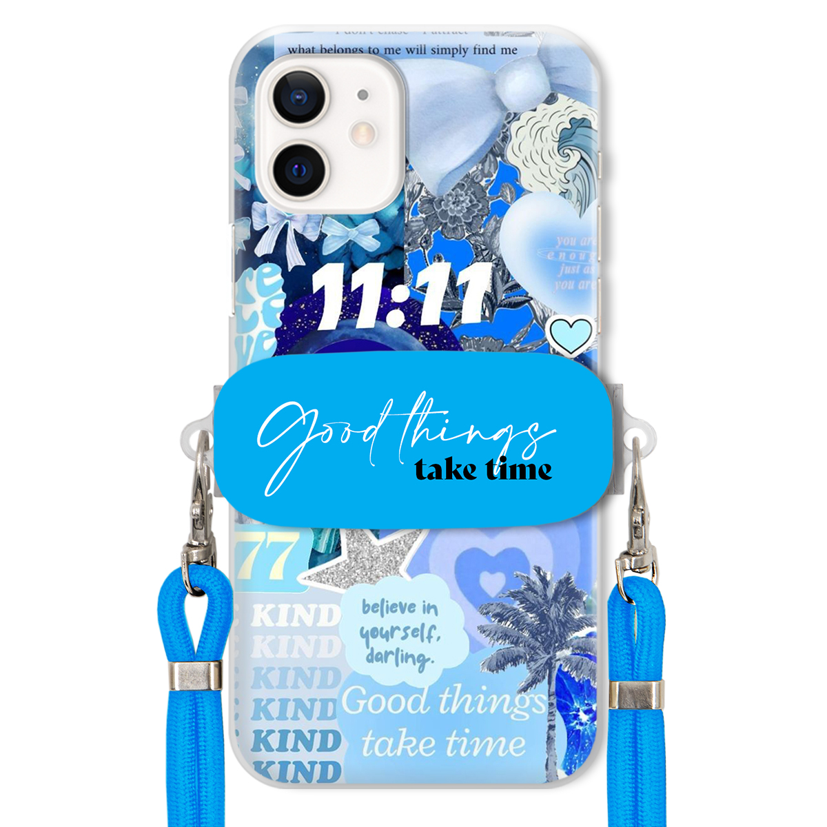 Puzdro pre iPHONE 12 Držiak Crossbody vodítko Good Things Take Time Lata