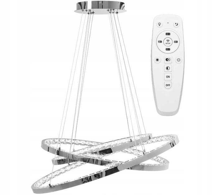 Závesná Led Stropná Krištáľová Lampa Strieborná S Diaľkovým Ovládaním Toolight