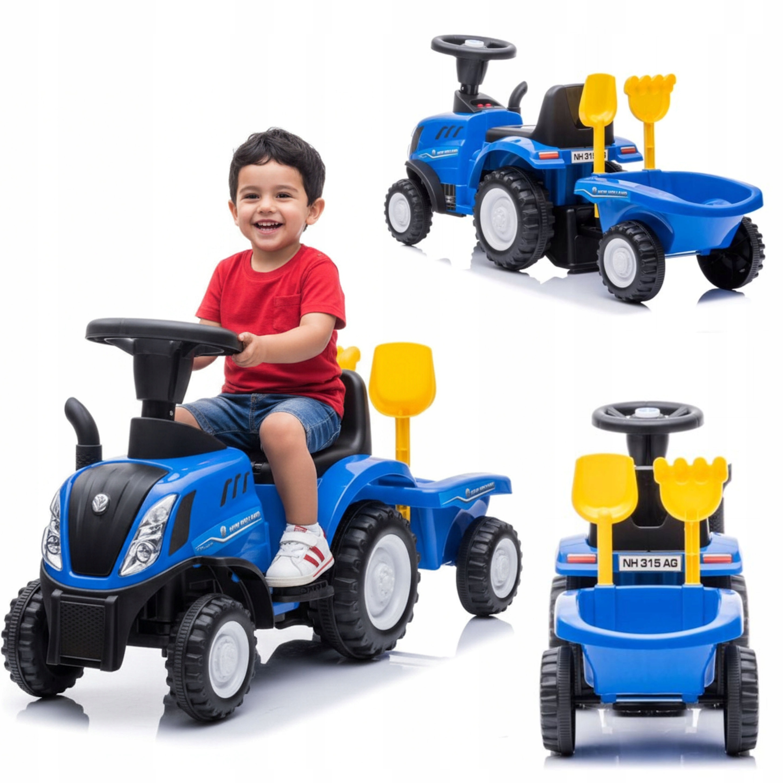 Jeździk Pchacz Chodzik Traktor New Holland Auto Samochód Duży Dzieci Klakso