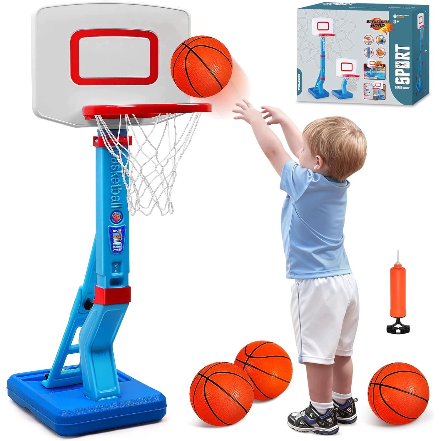Basketbalový Koš Nastavitelný Do 70-138 CM Stabilní Mobilní Sada 4 Míčků