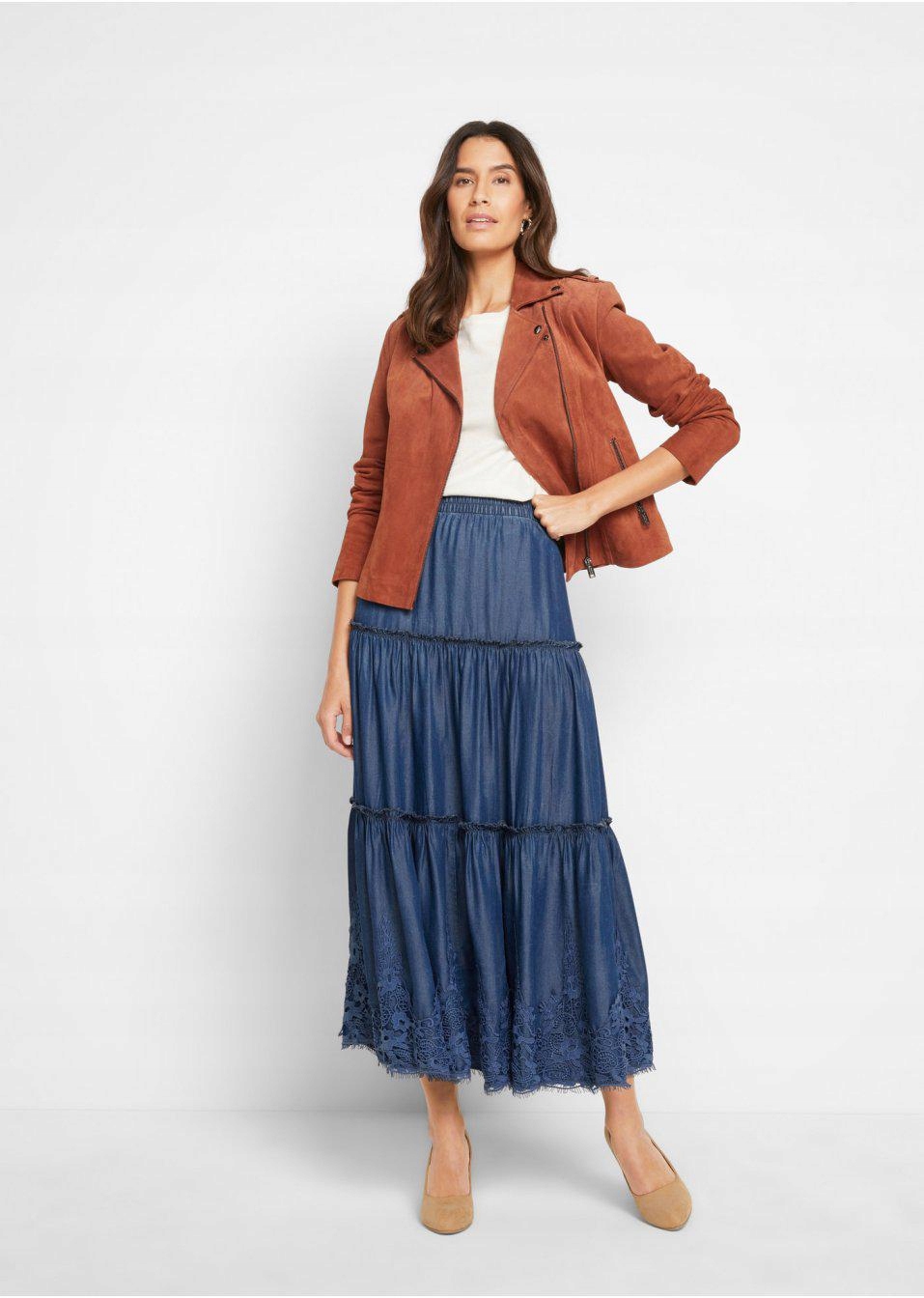 SPÓDNICA JEANSOWA MAXI BONPRIX 36 Długość do połowy łydki