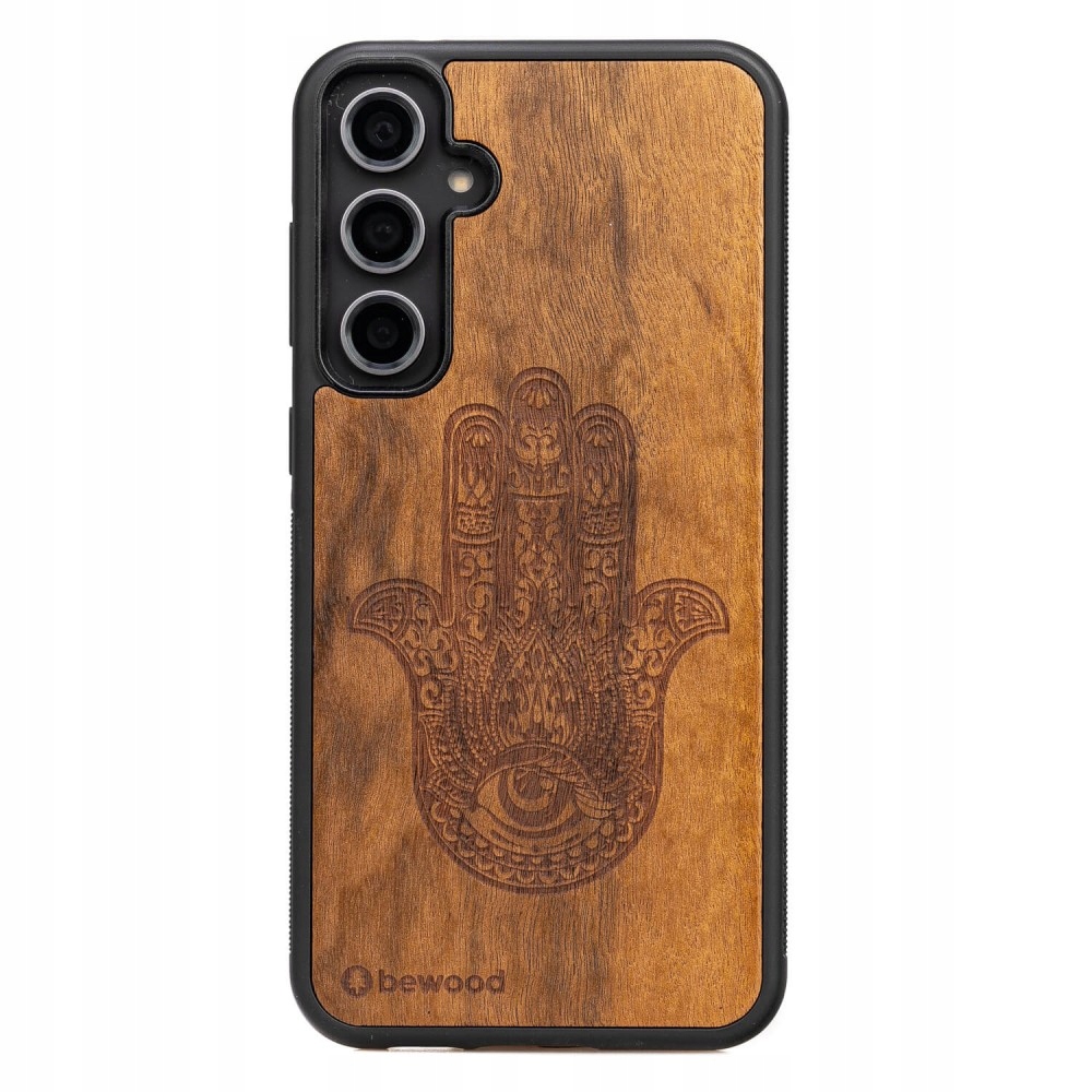 Dřevěné Pouzdro Bewood pro Samsung Galaxy S23 Fe Hamsa Imbuia