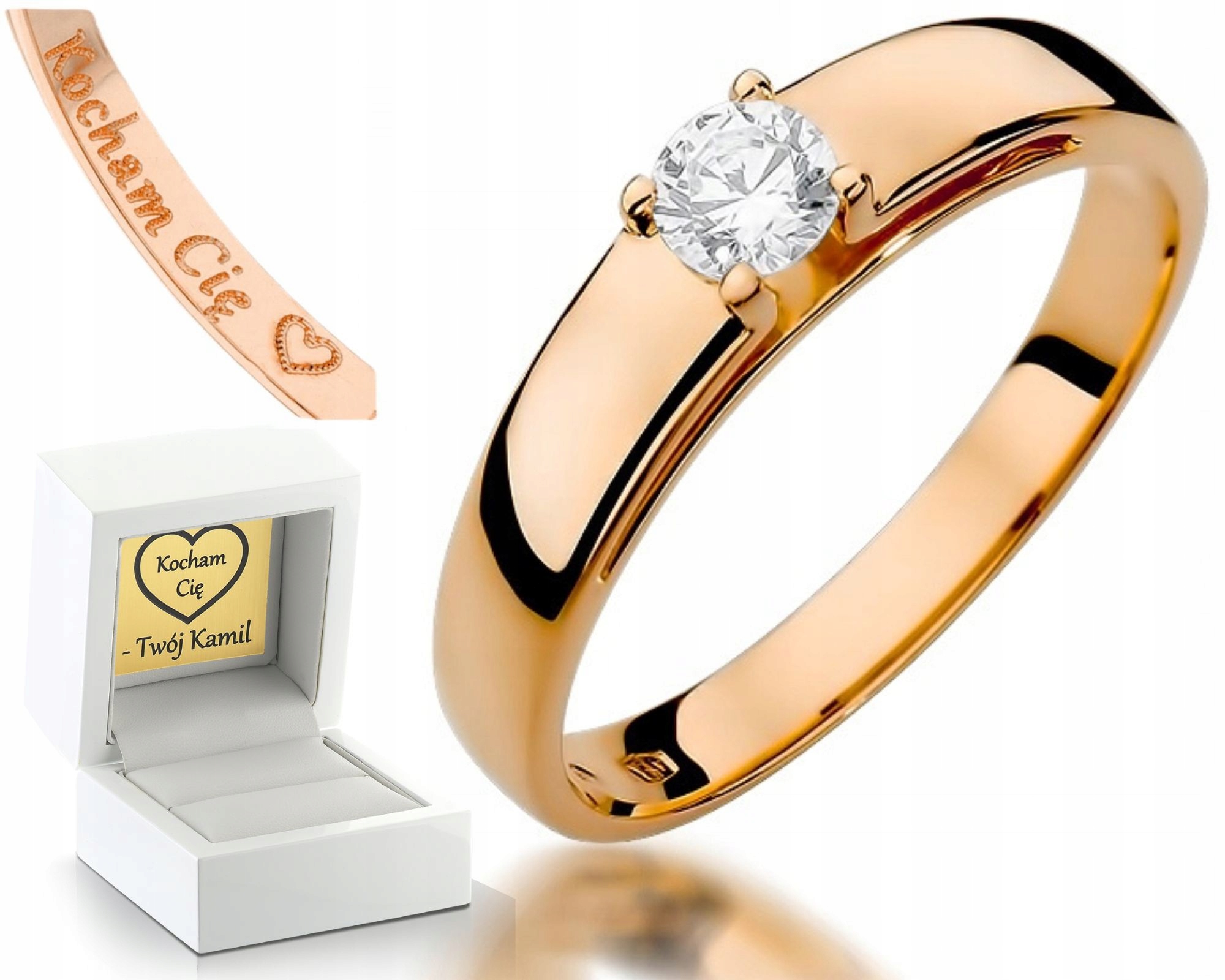 Růžové Zlato Prstýnek Brylant 0,23 Ct Gravírování