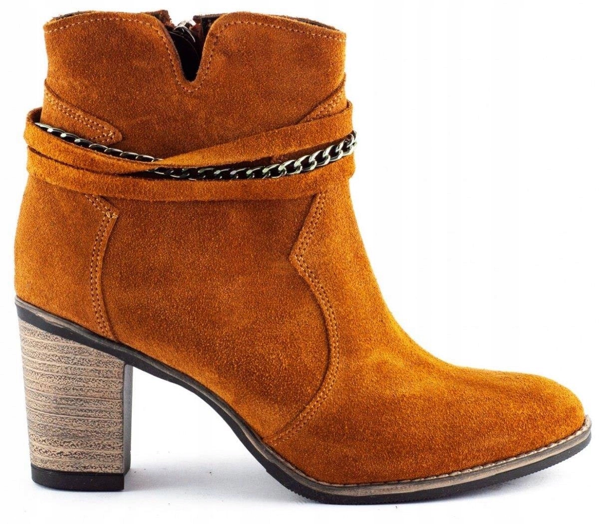 Dámské kotníkové boty z přírodní semišové kůže na podpatku rudé Megi, barva červená 41