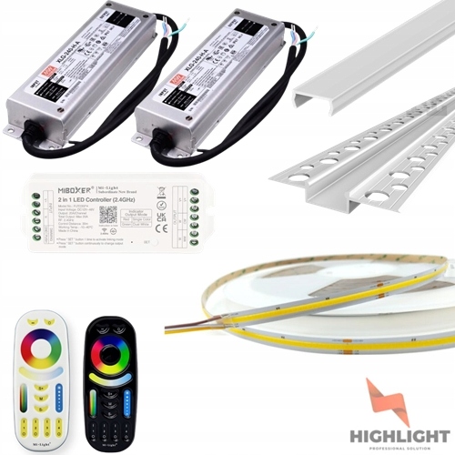 30 m Sada Fasádová Led páska Cob Cct Teplá-Studená 16W 48V IP65 Profil