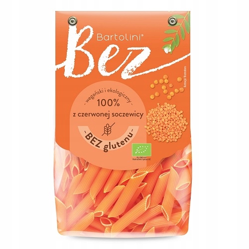 Levně 3x Těstoviny z červené čočky Penne Bio Bezlepkové 250 g Bartolini