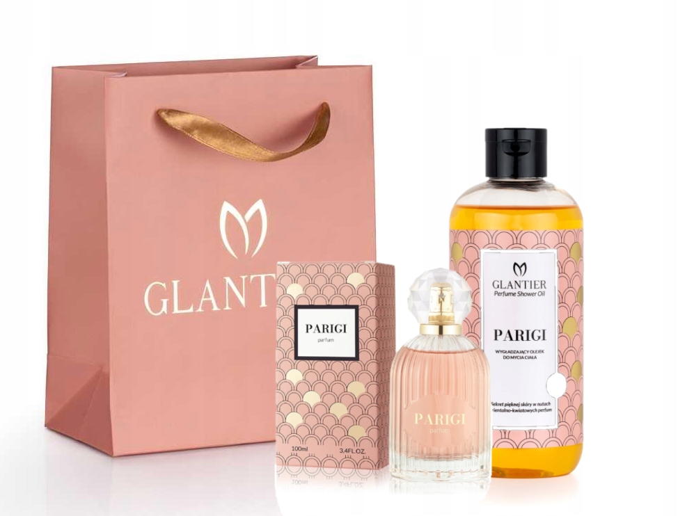 Sada Glantier Parigi Parfém 100 ml Parigi olej 300 ml Dárková taška