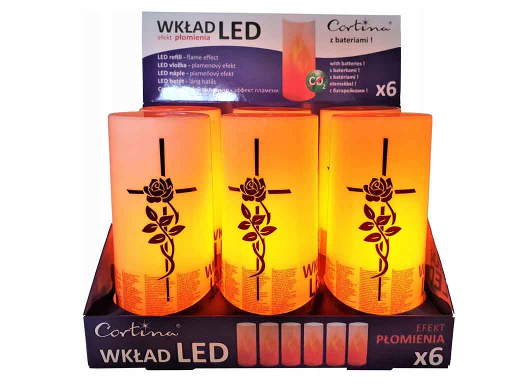 

Wkłady Led do zniczy efekt płomienia 6 szt Świeca