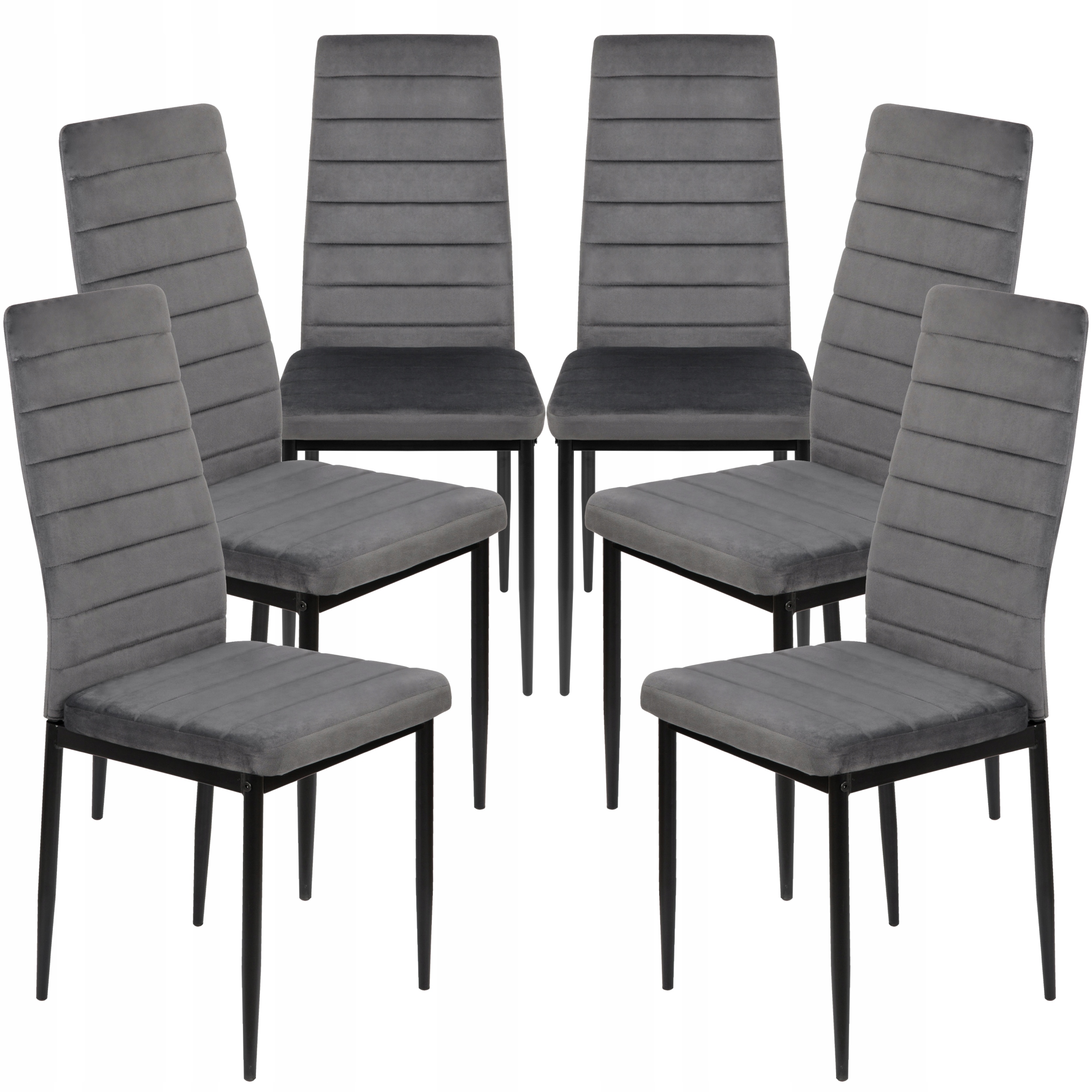 6 x Krzesło Szare Welur Velvet Tapicerowane Salon Jadalnia Vito