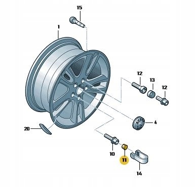 KAPSEL ZAŚLEPKA ŚRUBY KOŁA FELGI SKODA SZARY POŁYSK 1Z0601173 UZ7 Kod producenta 1Z0601173UZ7