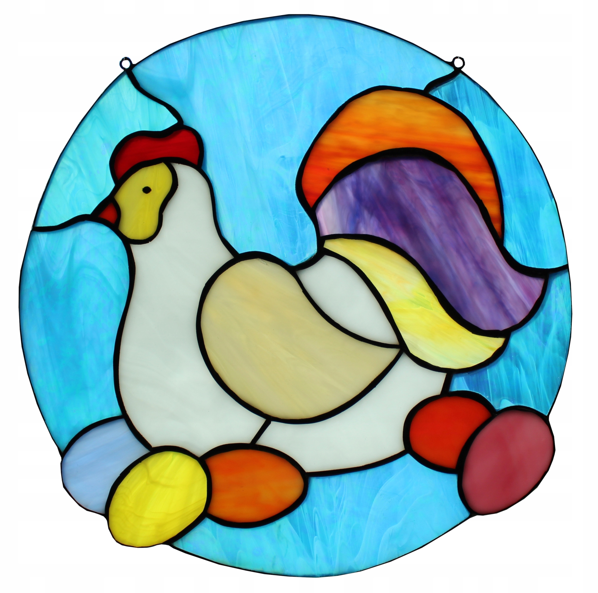 Kurka kraslice vitrážová velikonoční ozdoba na okno