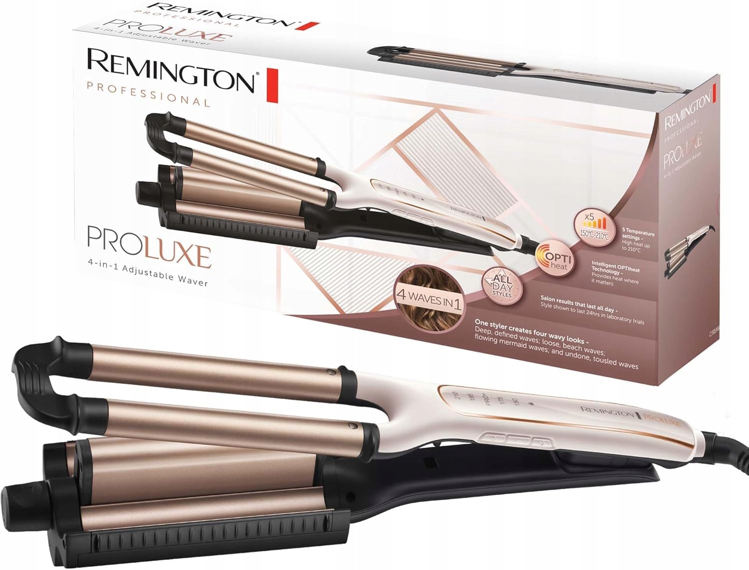 Remington Falownica 4W1 Technologia Optiheat Fryzura Do 210°C
