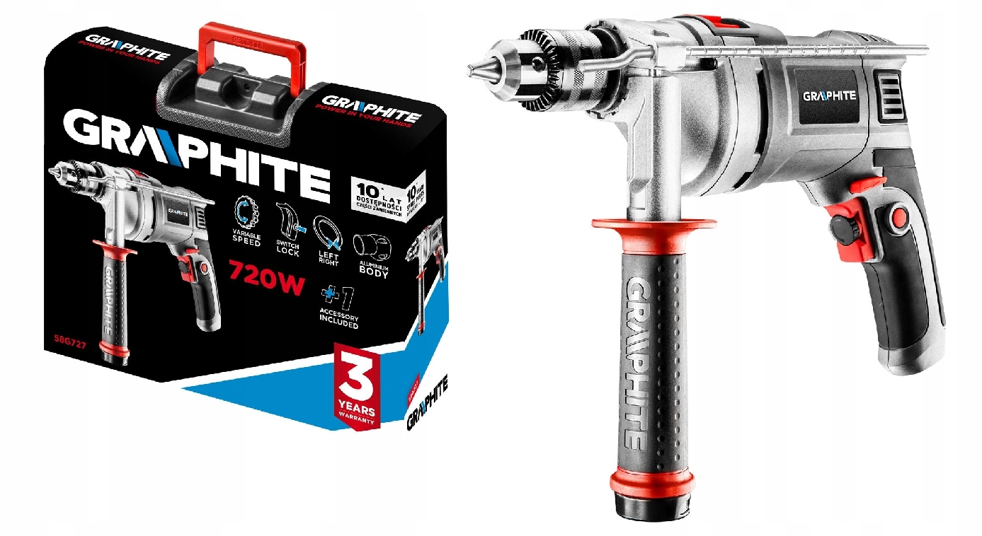WIERTARKA UDAROWA 720W GRAPHITE 58G727 13M WALIZKA