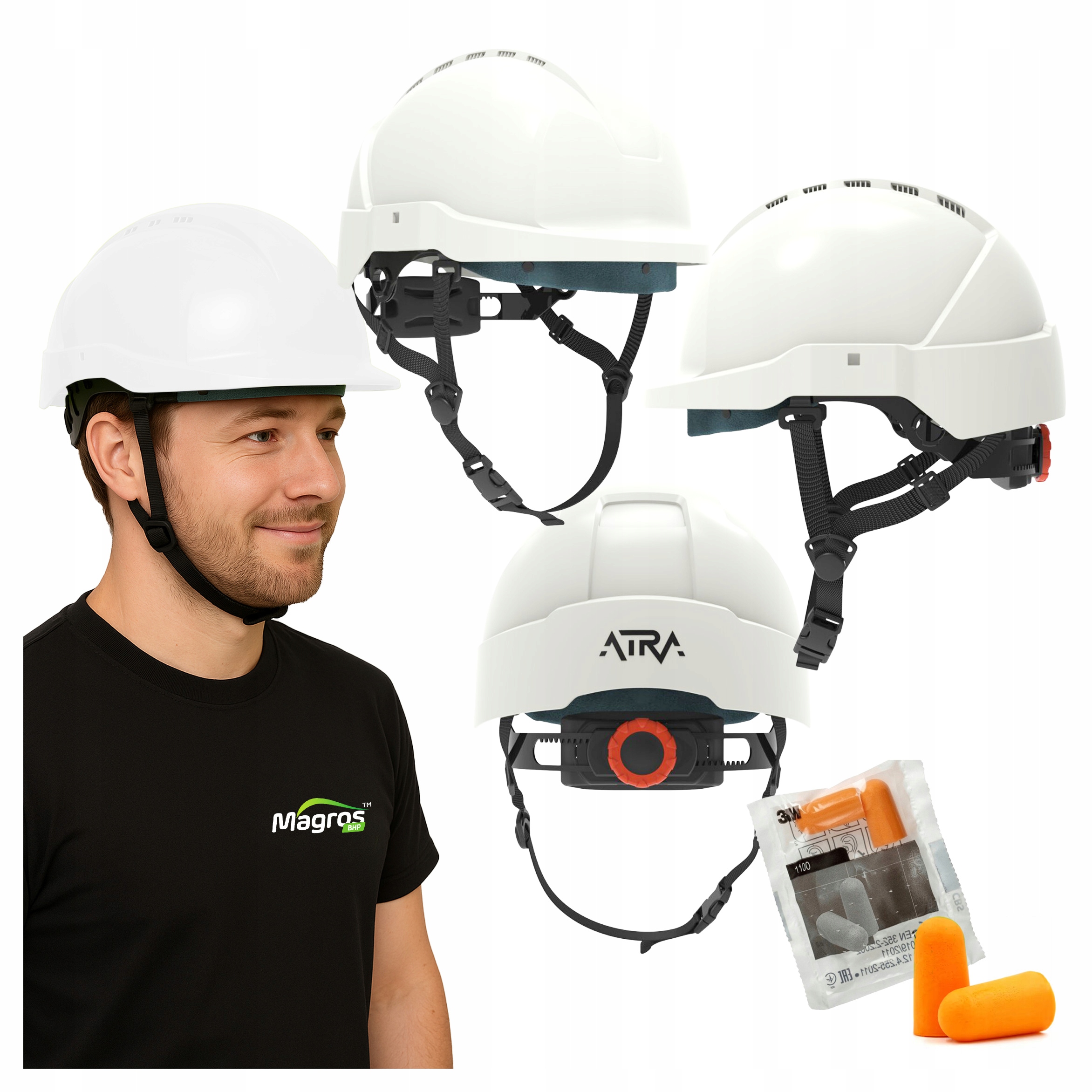 Pracovní přilba Ochranná přilba Stavební Ventilovaná Bílá Bozp Protekt Atra 10V