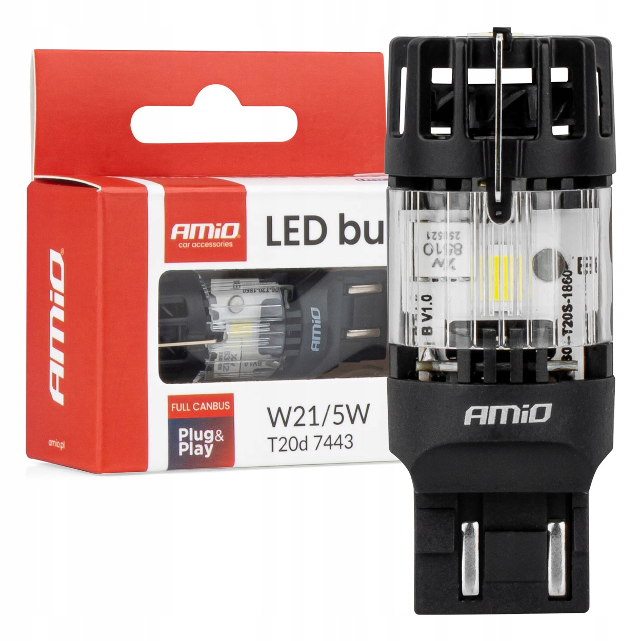 Żarówka Led LumiTec T20D 7443 W21/5W 12V Full Canbus biała AMIO-04687