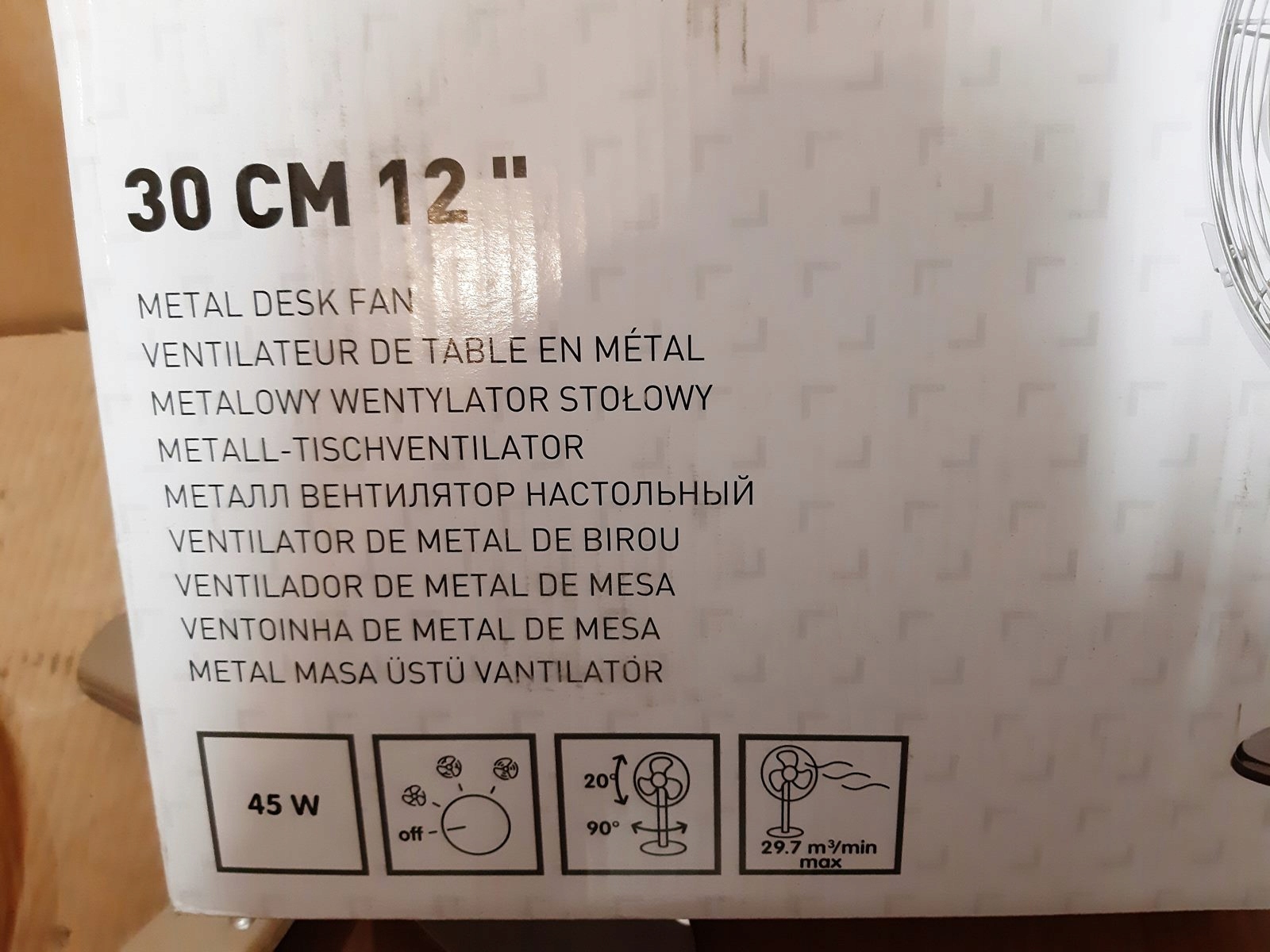 WENTYLATOR WIATRAK STOŁOWY METALOWY RETRO 12" Model Retro