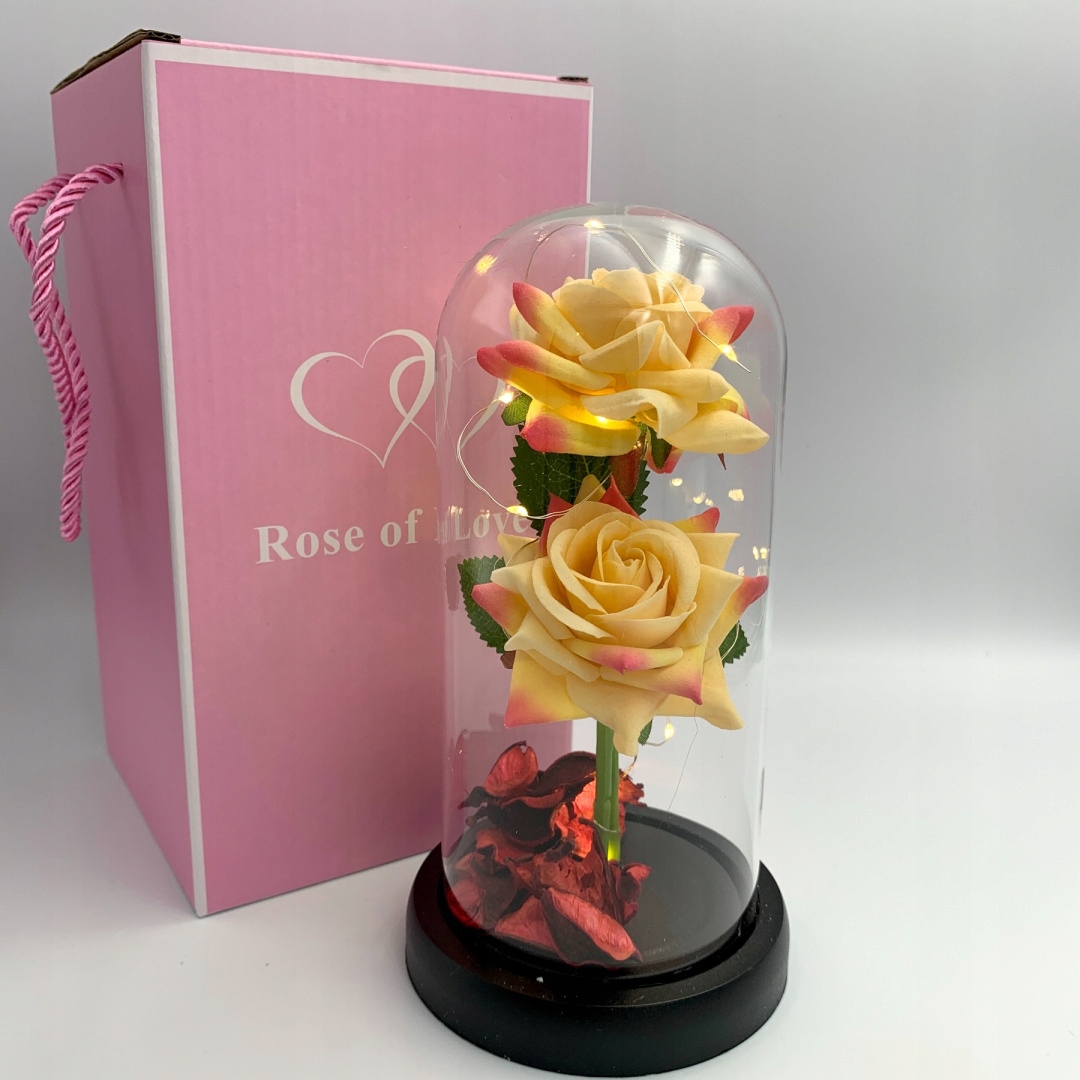 WIECZNA RÓŻA W SZKLE ŚWIECĄCA LED PREZENT PUDEŁKO Waga produktu z opakowaniem jednostkowym 0.15 kg