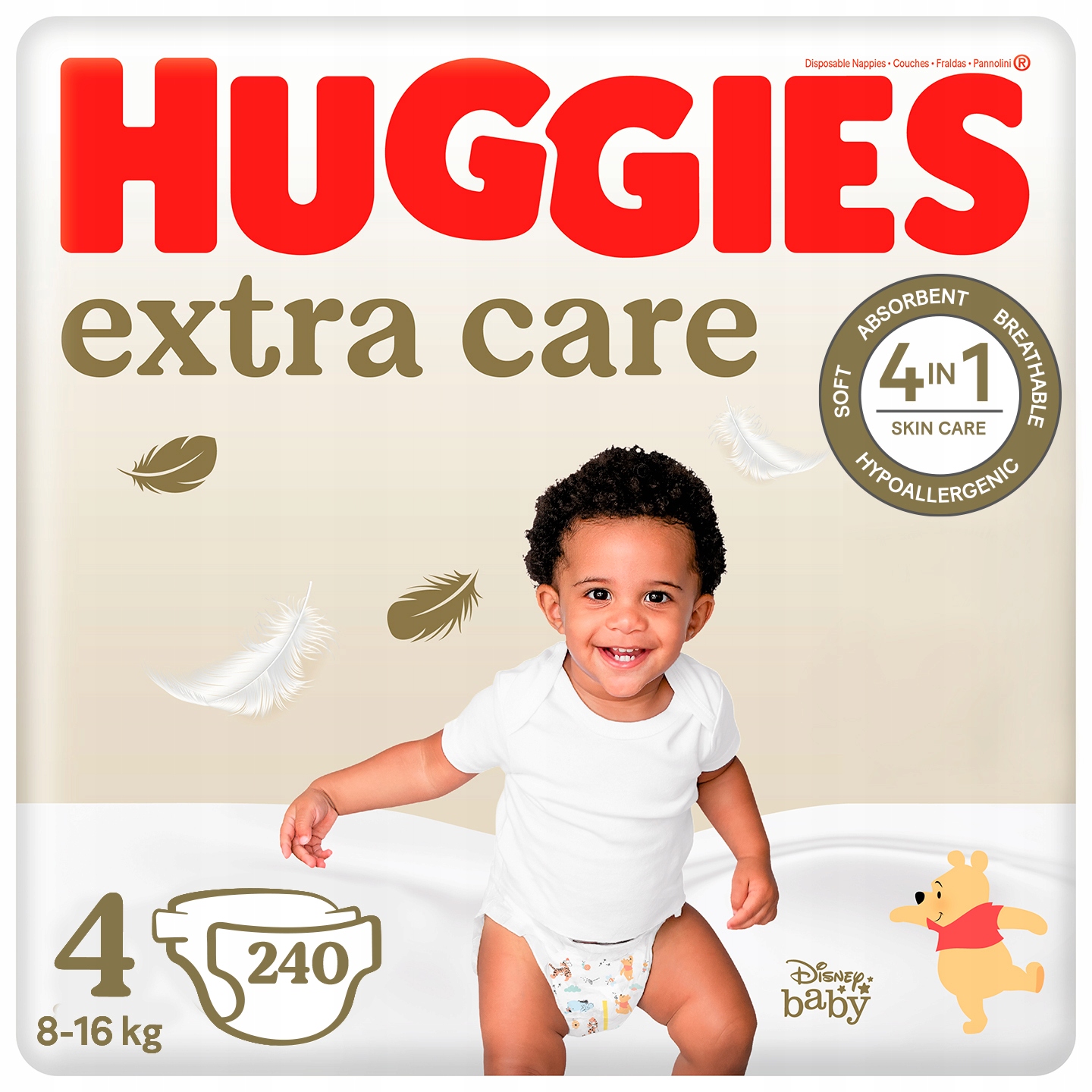 Huggies pieluszki Extra Care rozmiar 4 (8-16 kg) 4x60 szt