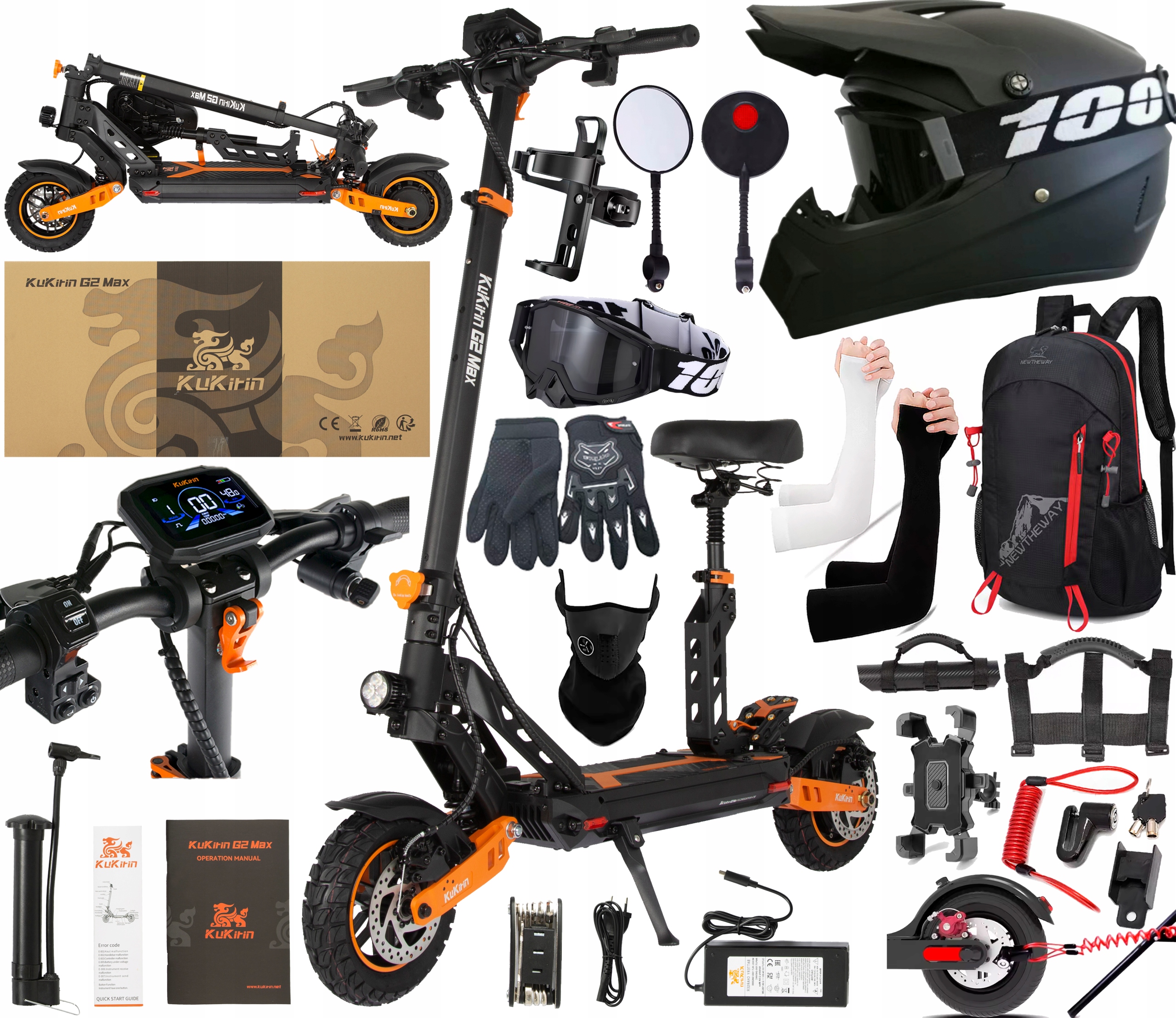KuKirin G2 Max Elektrické vozidlo 1000W 48V 20.8AH 55KM/H 70KM +11 Dárek