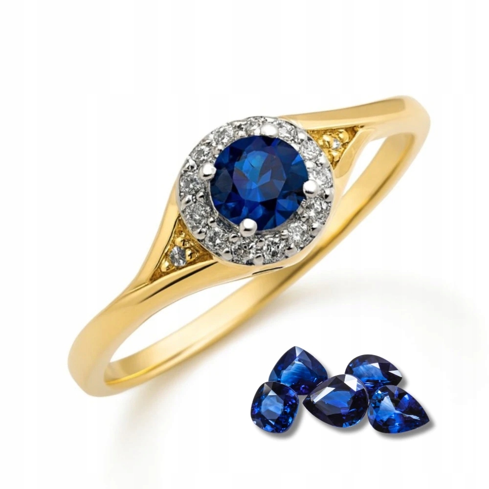 Zlatý Prstýnek 585 Safír Zirkon Jako Dárek VEL.19