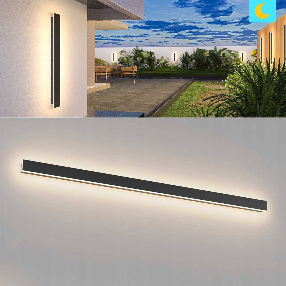 Dlouhá Led Nástěnná Lampa, Voděodolné Venkovní Nástěnné Osvětlení, Černá