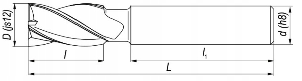 Frez NFPa palcowy fi 22mm 104mm HRC45 Twardość (HRC) 45