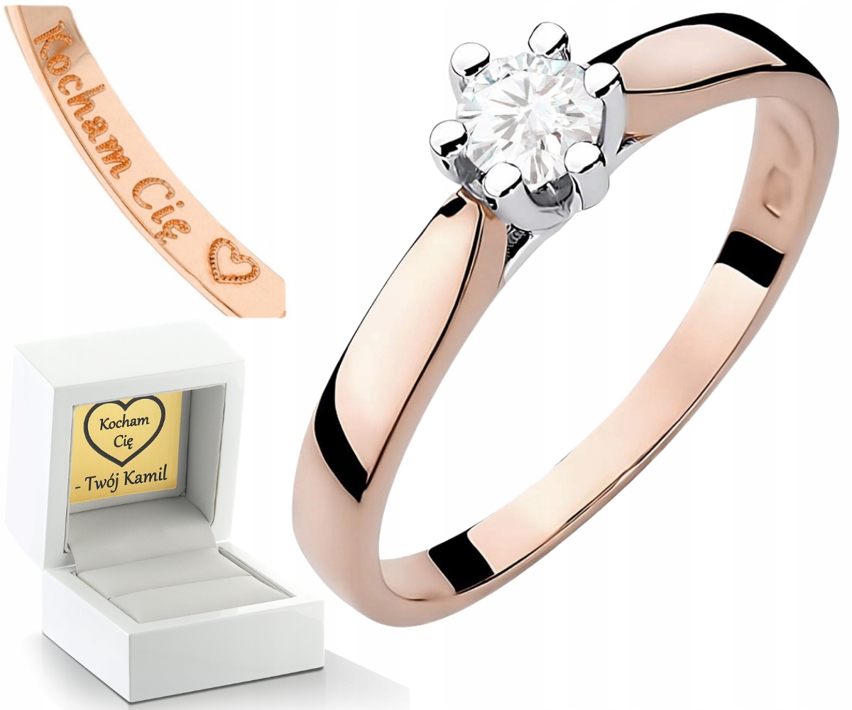 Prstýnek Laboratorní Briliant Růžové Zlato Gravírování