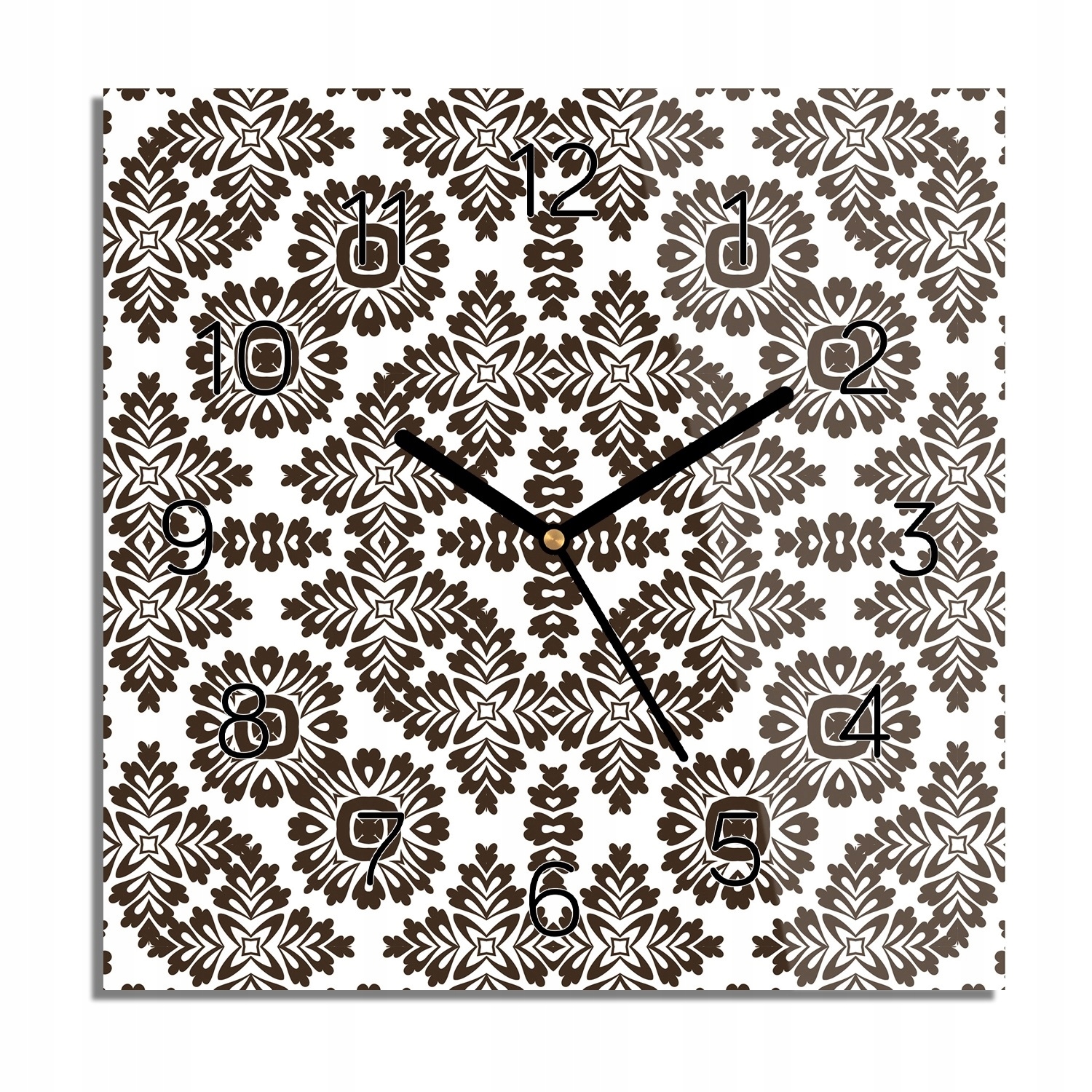 Ornament květina vzor hodiny na skle tichý 30x30