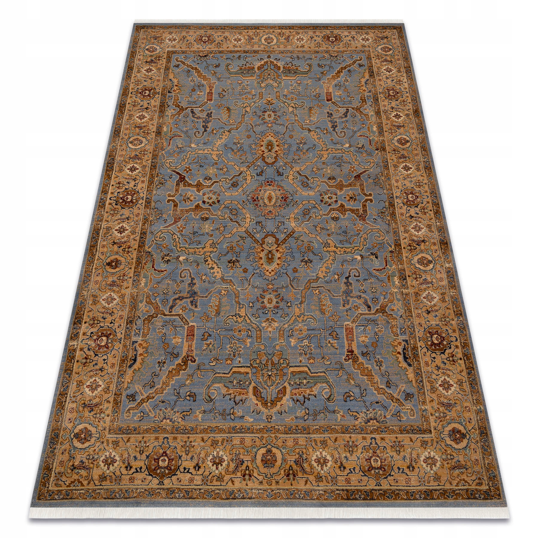Dywan Wełniany Frędzle Ramka Ornament orientalny Vintage 80x145 cm