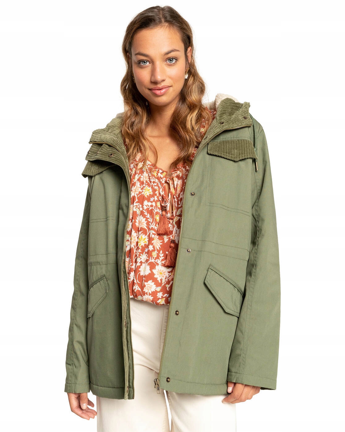 Kurtka Billabong zimowa ocieplana damska parka z kapturem zielona r XL