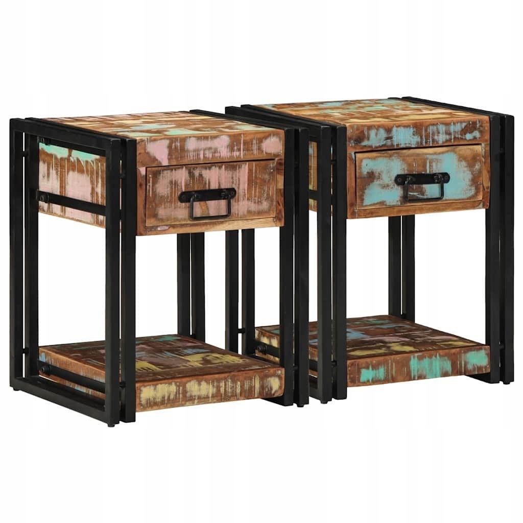 Nočný stolík 2 ks 40x40x50 cm masívne recyklované drevo