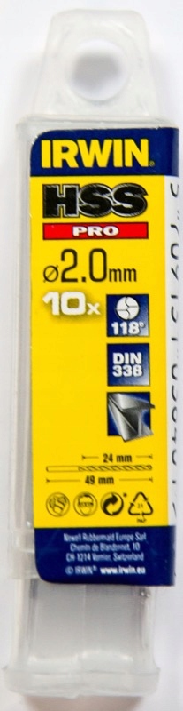 

Wiertło do metalu 2 mm 10szt HSS-Pro Din 338 Irwin