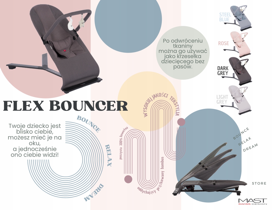 Leżaczek MAST Swiss Design Flex Bouncer Marka Mast