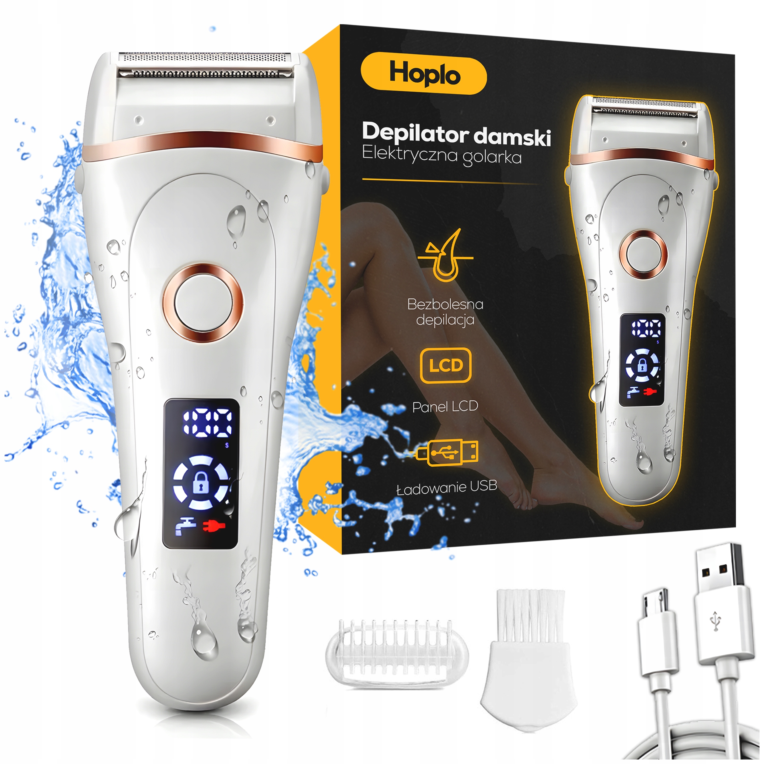 Golarka Damska Depilator do nóg ciała Miejsc Intymnych do pach trymer Usb